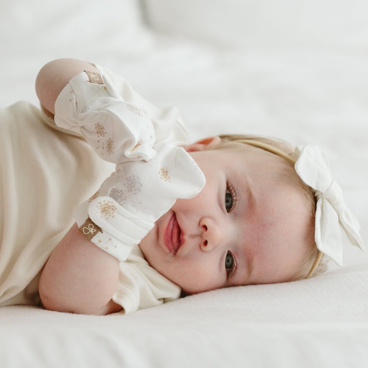 Stay On 3-pack Mitts | Lavender + Dandelion + High Prairie — Bamboo Organic Cotton Blend, 0–6m