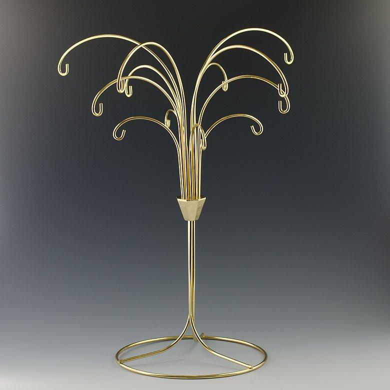 12-arm Gold Ornament Stand - Tree Branches Design In Silver Tone Metal, Holds 12 Ornaments 12 Inches