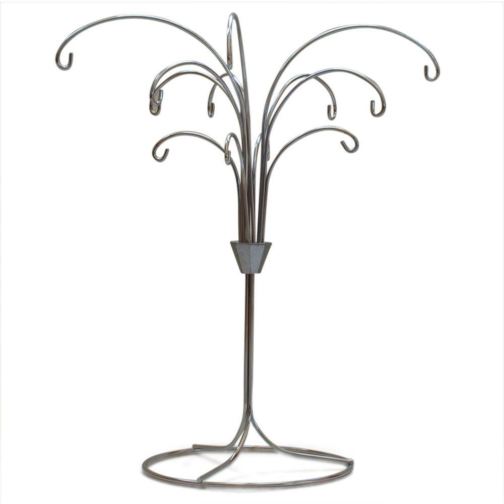 12-arm Silver Ornament Stand - Tree Branches Design In Silver Tone Metal, Holds 12 Ornaments 12 Inches