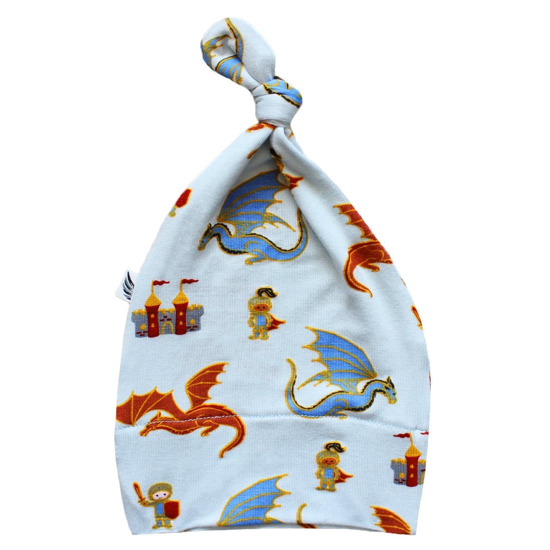 Steel Blue Dragons & Knights Knotted Hat (0-3m)