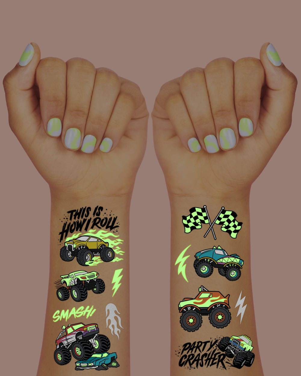 Party Crasher Glo Tats - 50 Foil Temporary Tattoos