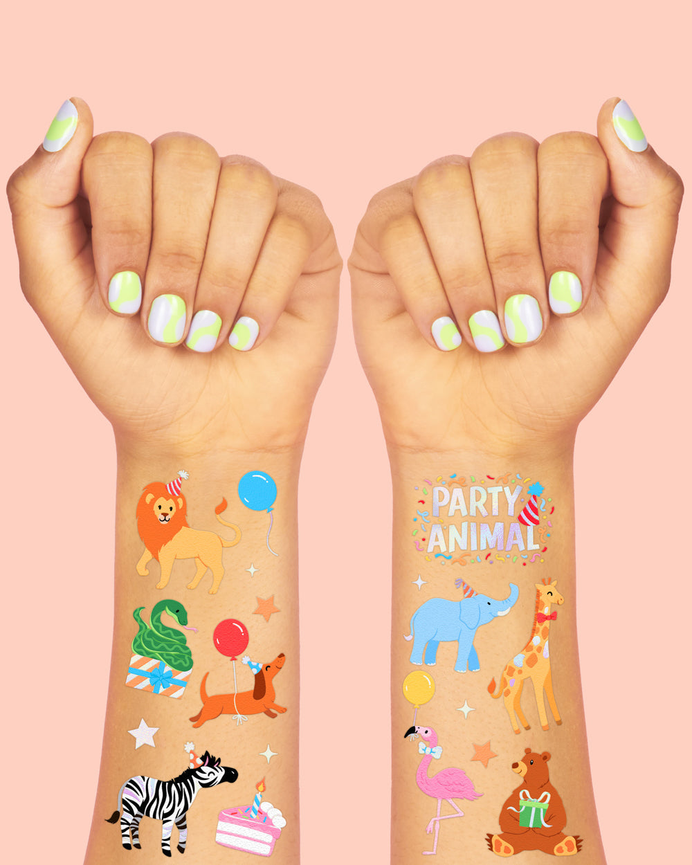 Pawty Animal Tats - 48 Foil Temporary Tattoos