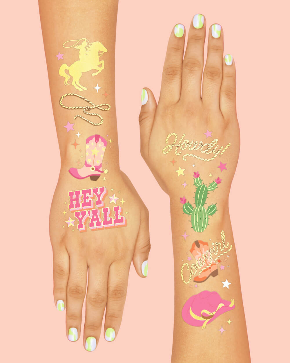 Cowgirl Tats - 46 Foil Temporary Tattoos