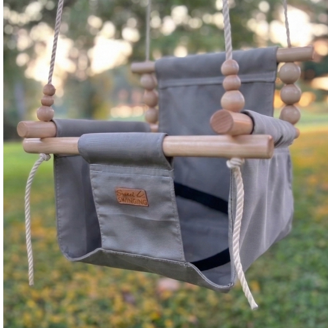 Premium Outdoor High Back Baby & Toddler Swing- Stone