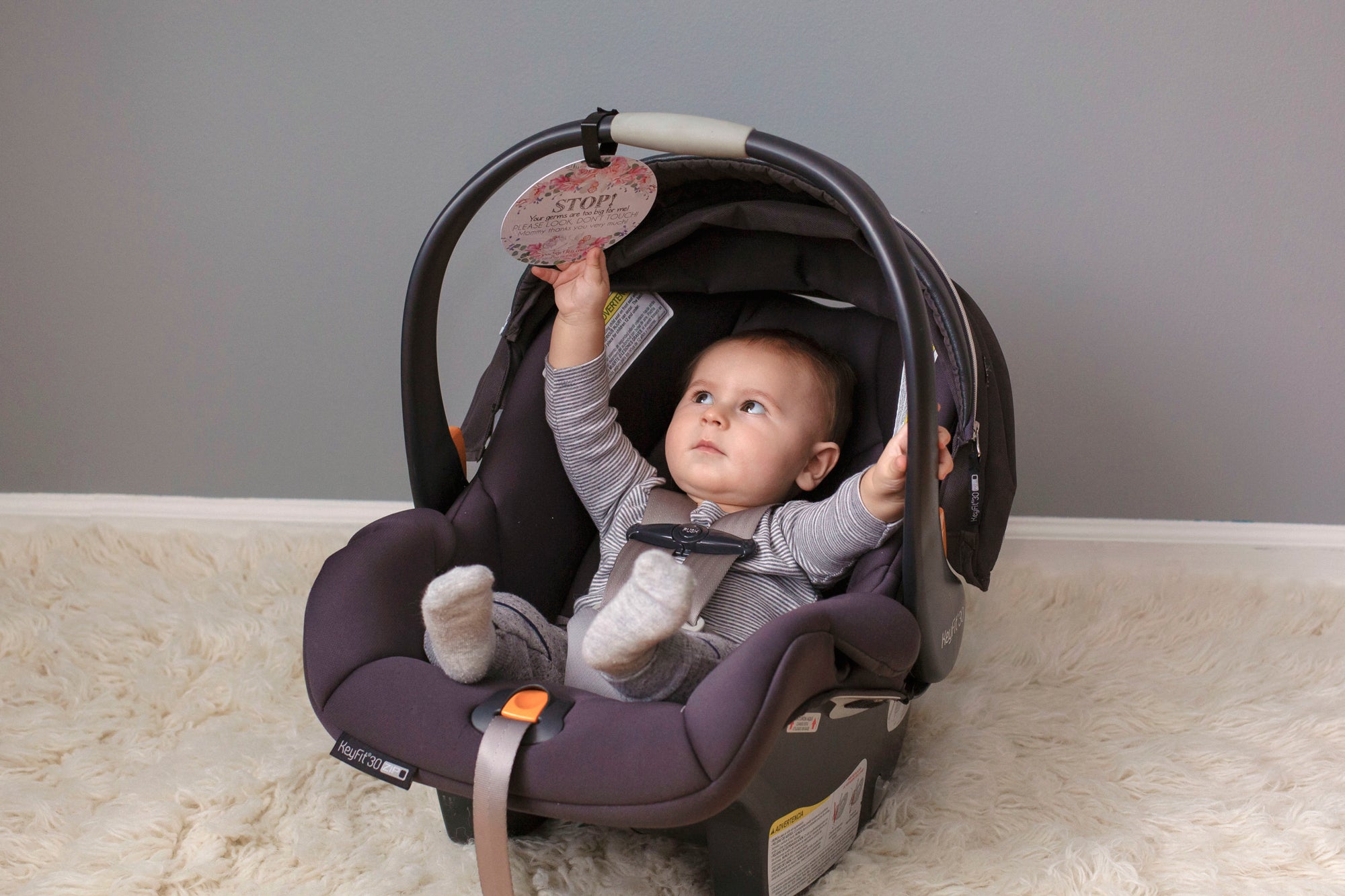 Flower No Touching Baby Car Seat Sign Tag