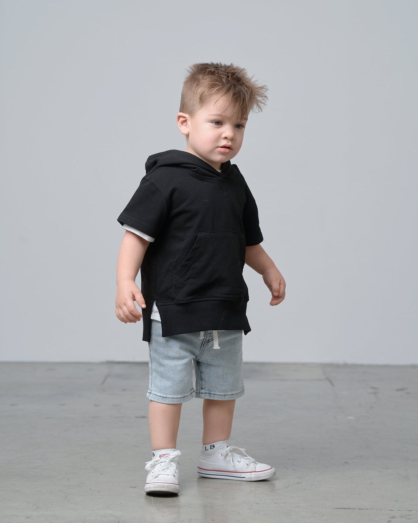 Short Sleeve Hoodie - Black