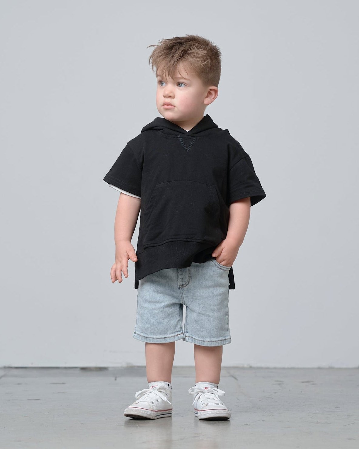 Short Sleeve Hoodie - Black