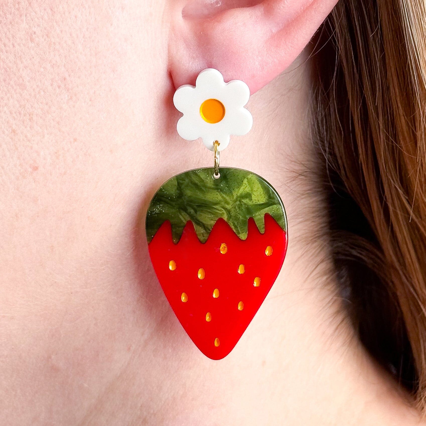 Strawberries And Flowers Earrings