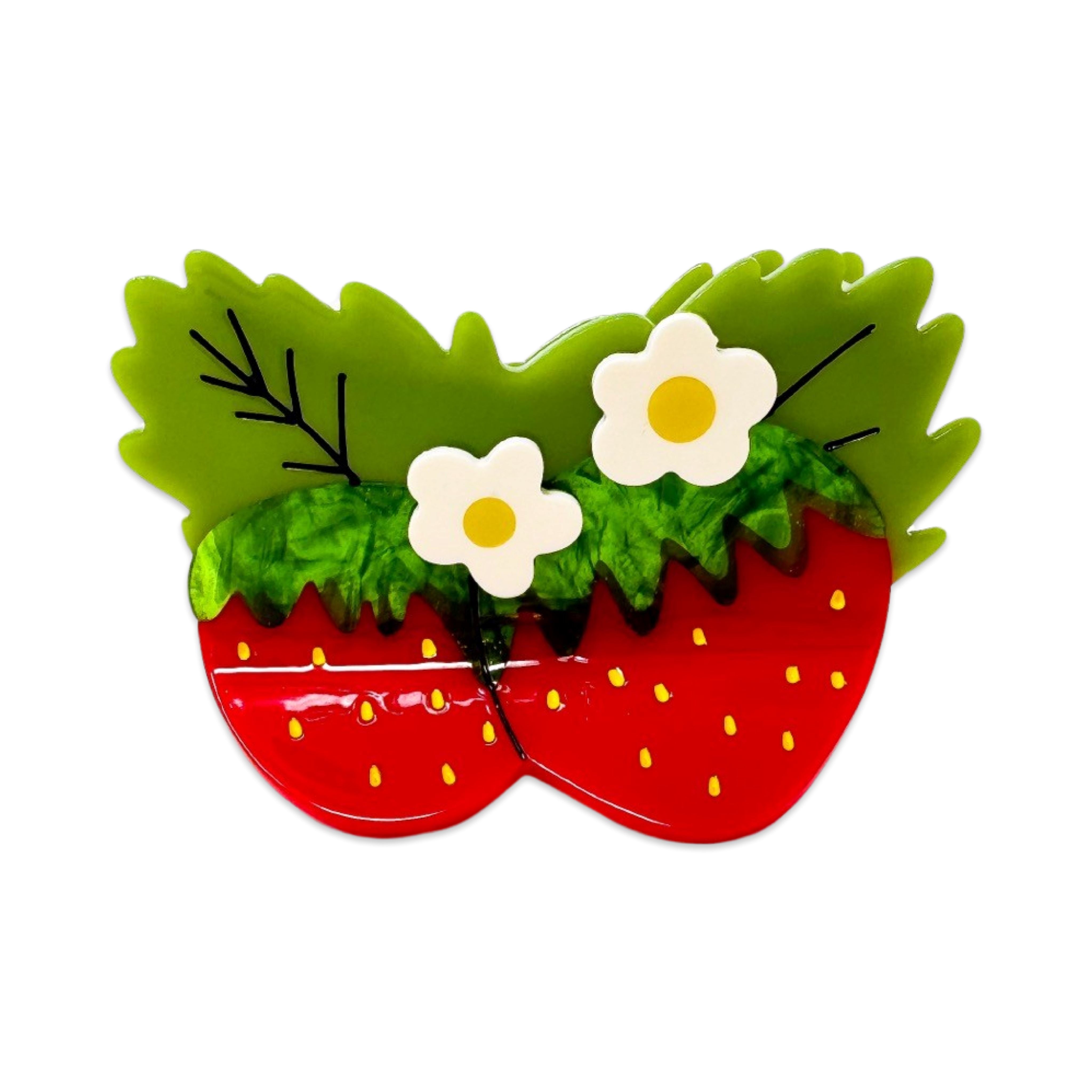 Large Strawberries And Flowers Hair Claw Clip