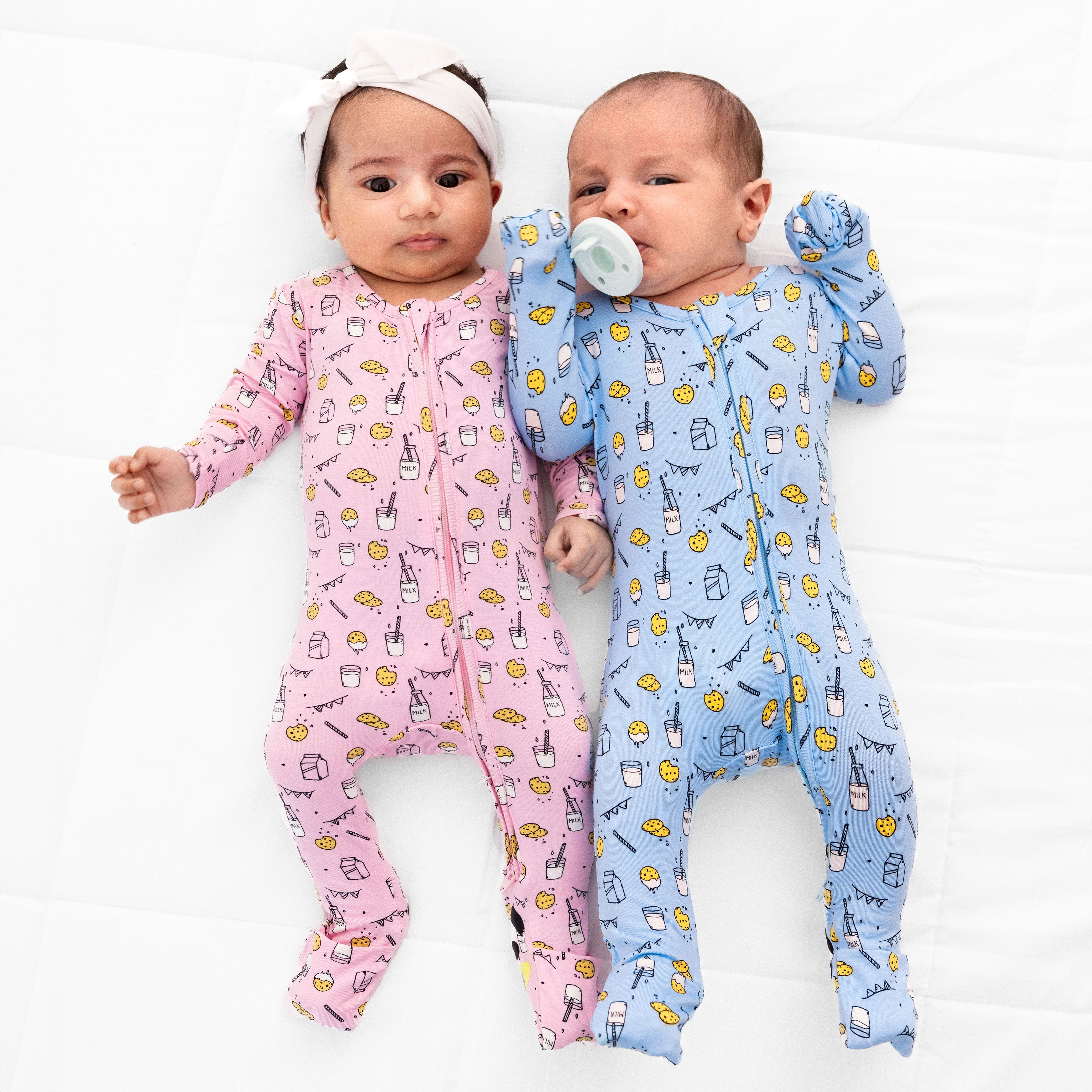 Milk And Cookies Pink Bamboo Convertible Footie