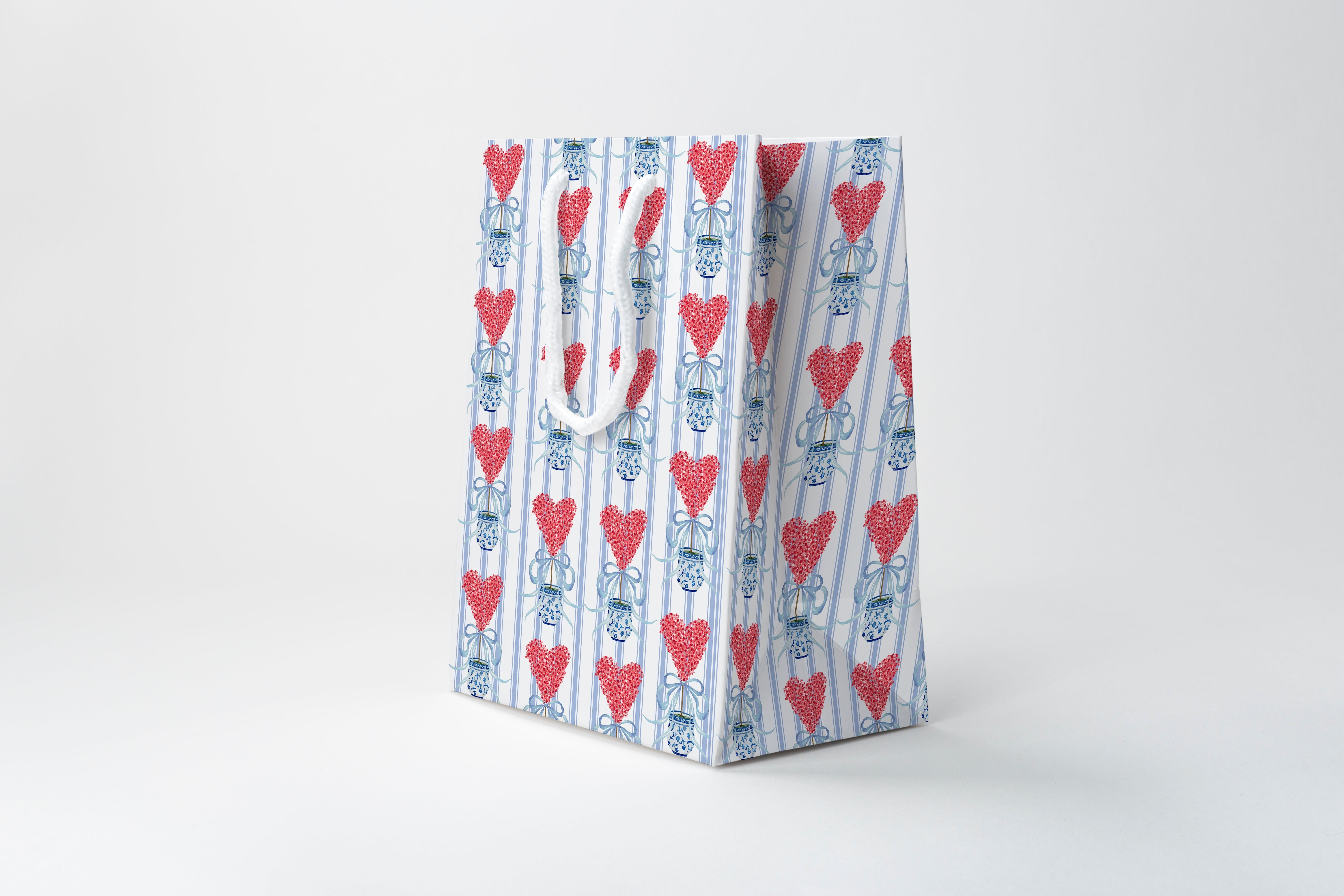 Blue Striped Heart Gift Bag | Luxury Gift Bag By Josil Paperie
