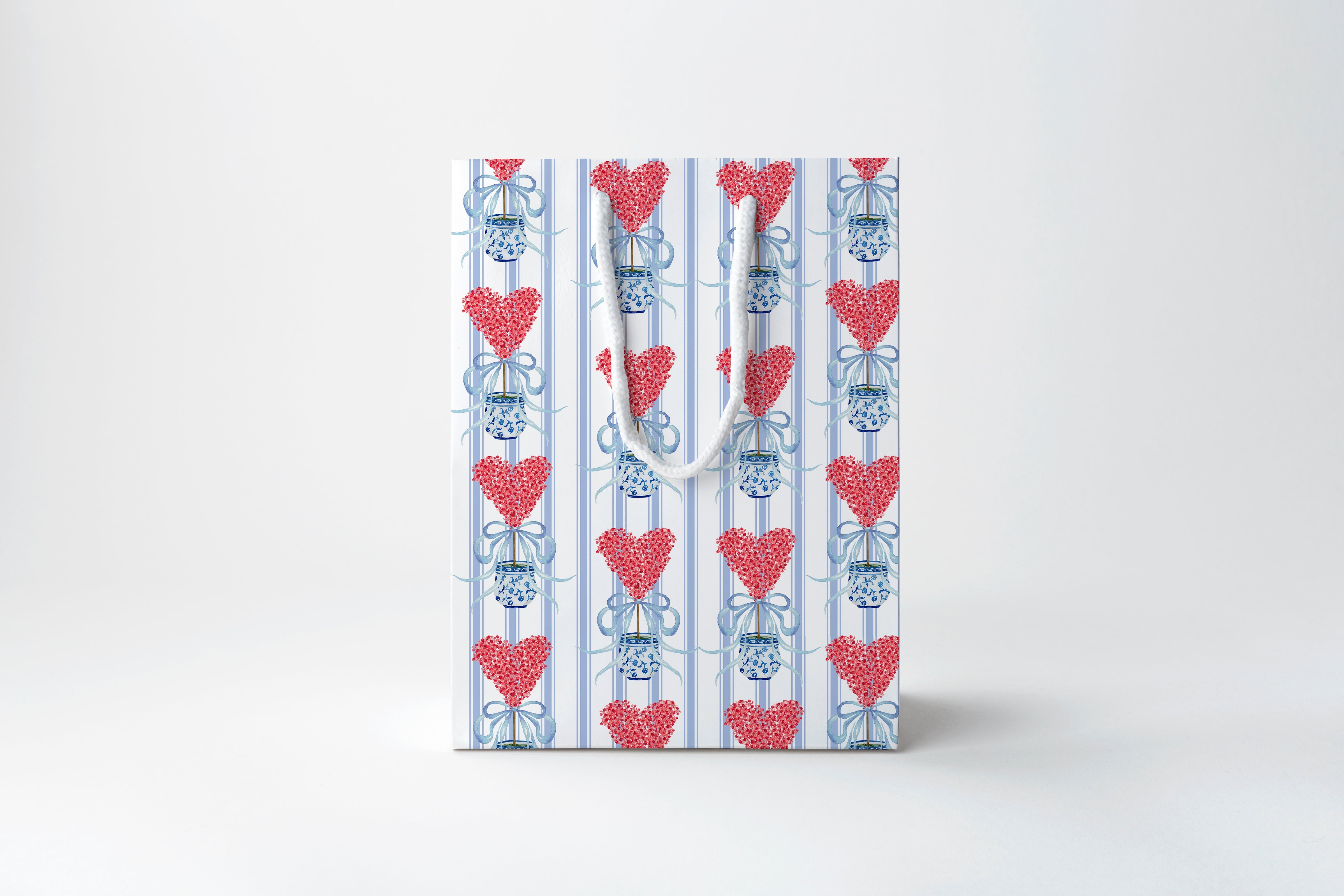 Blue Striped Heart Gift Bag | Luxury Gift Bag By Josil Paperie