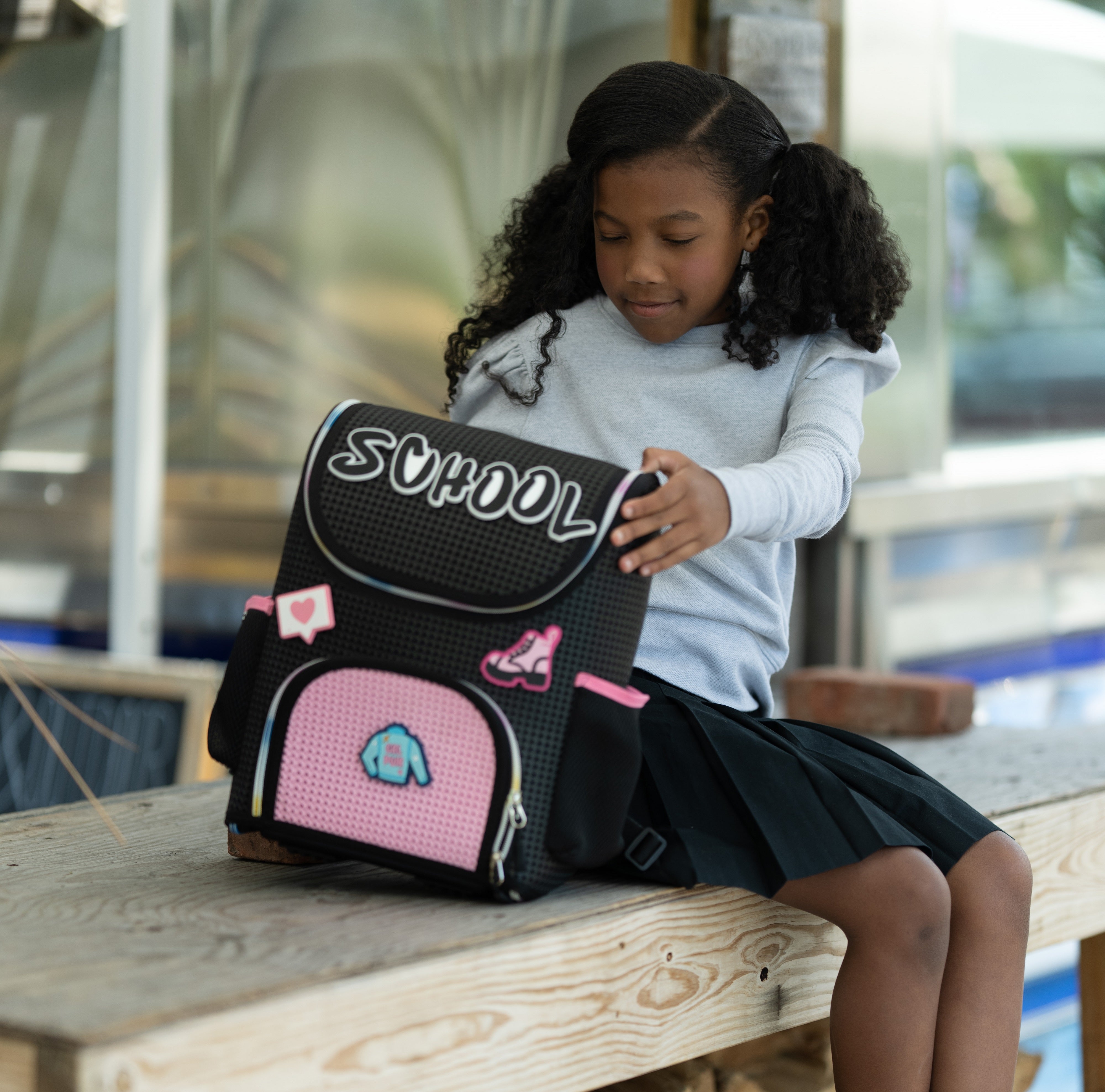 Student Backpack Rainbow Pink