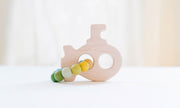 Submarine Wooden Grasping Toy With Teething Beads