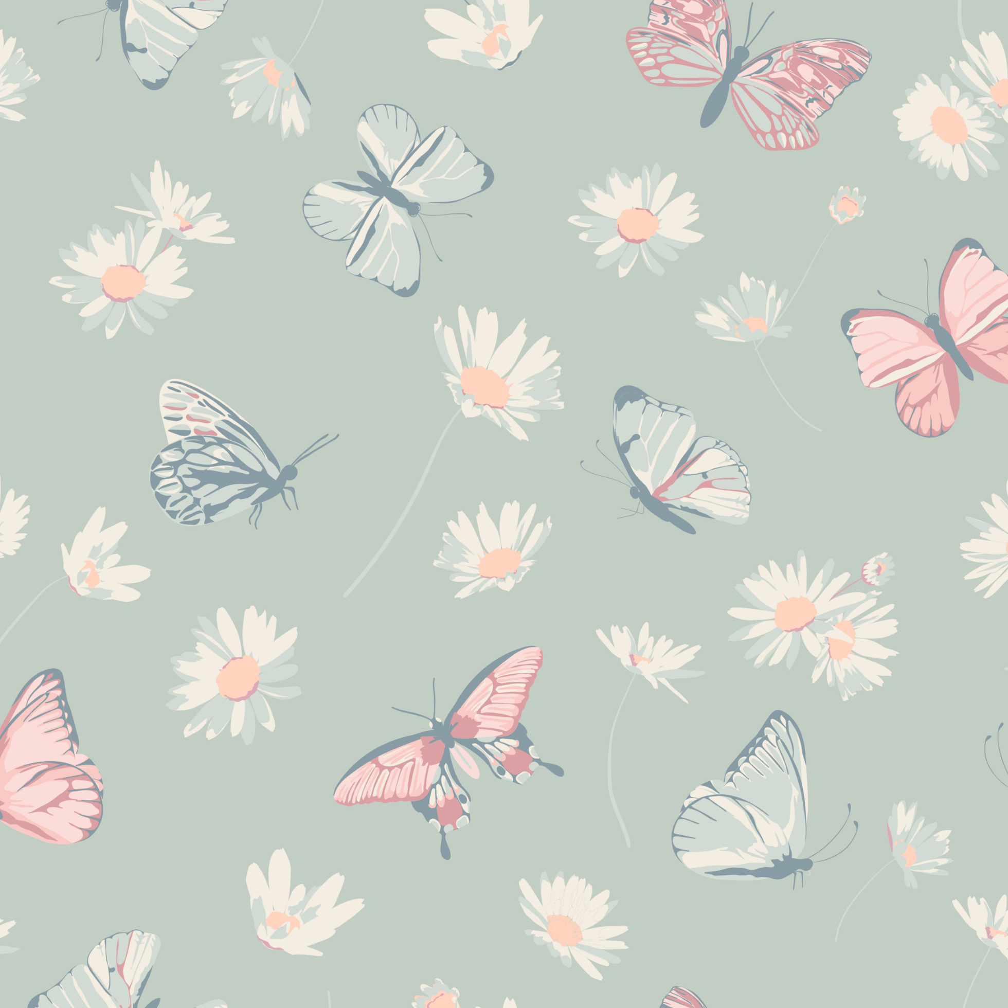 Mint Butterfly Daisy Bamboo Summer Pajama Set