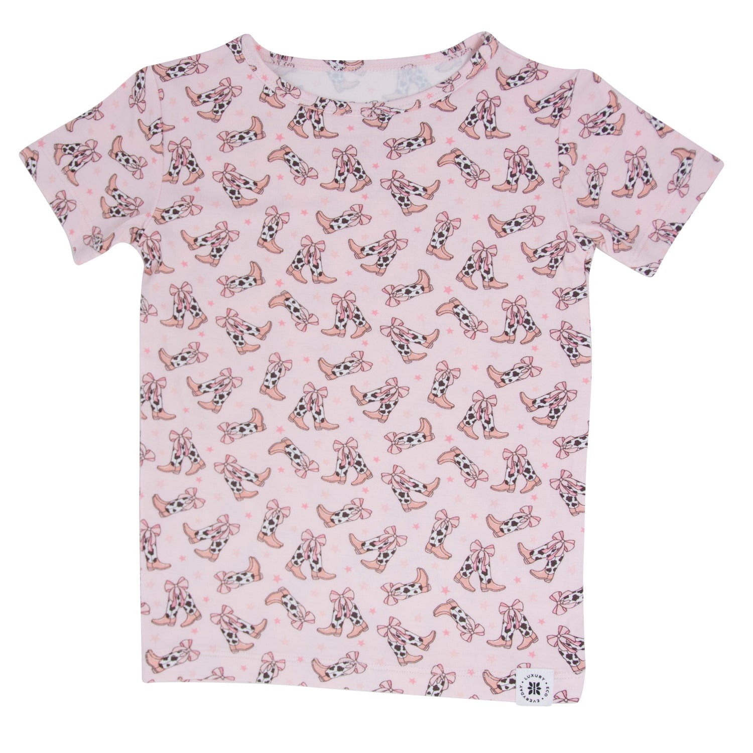 Cowhide Boots Bows Summer Pajama Set