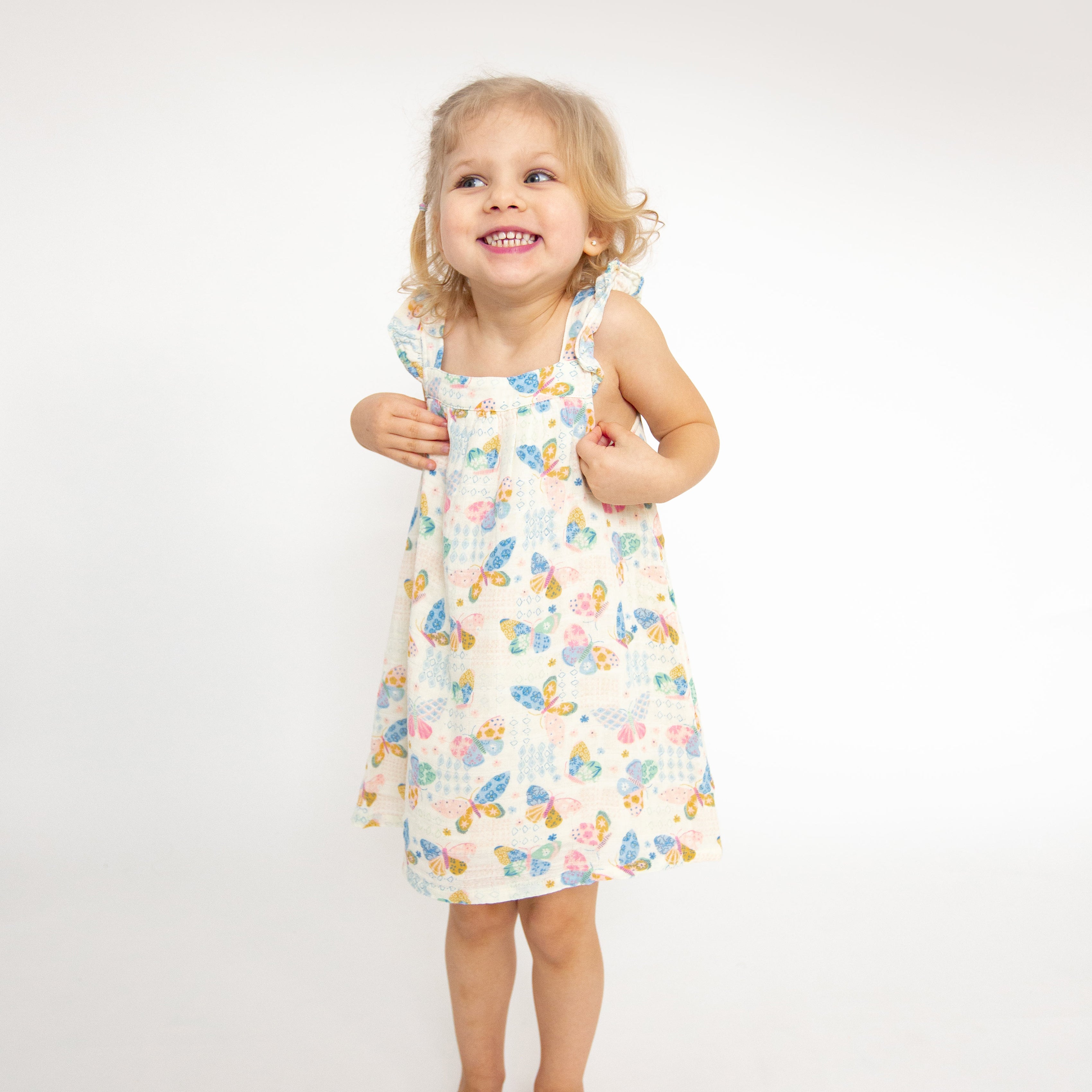 Sundress & Diaper Cover - Butterfly Patch