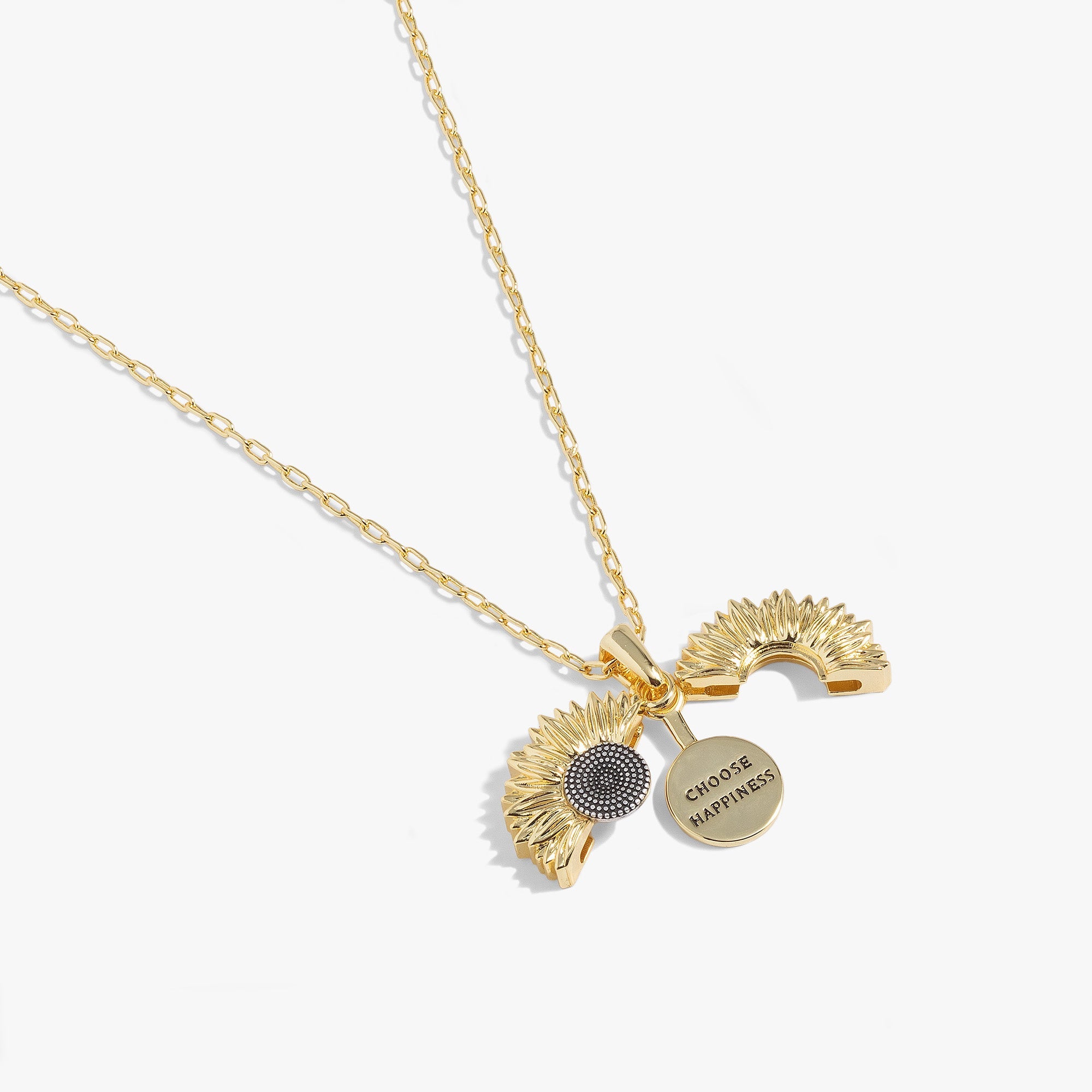Sunflower 'choose Happiness' Mantra Necklace