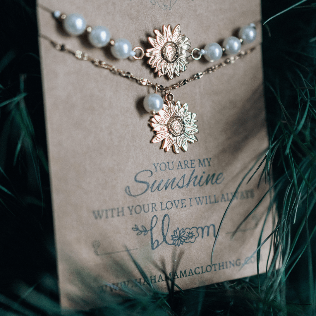 Mommy And Me Sunflower Necklace & Bracelet Set