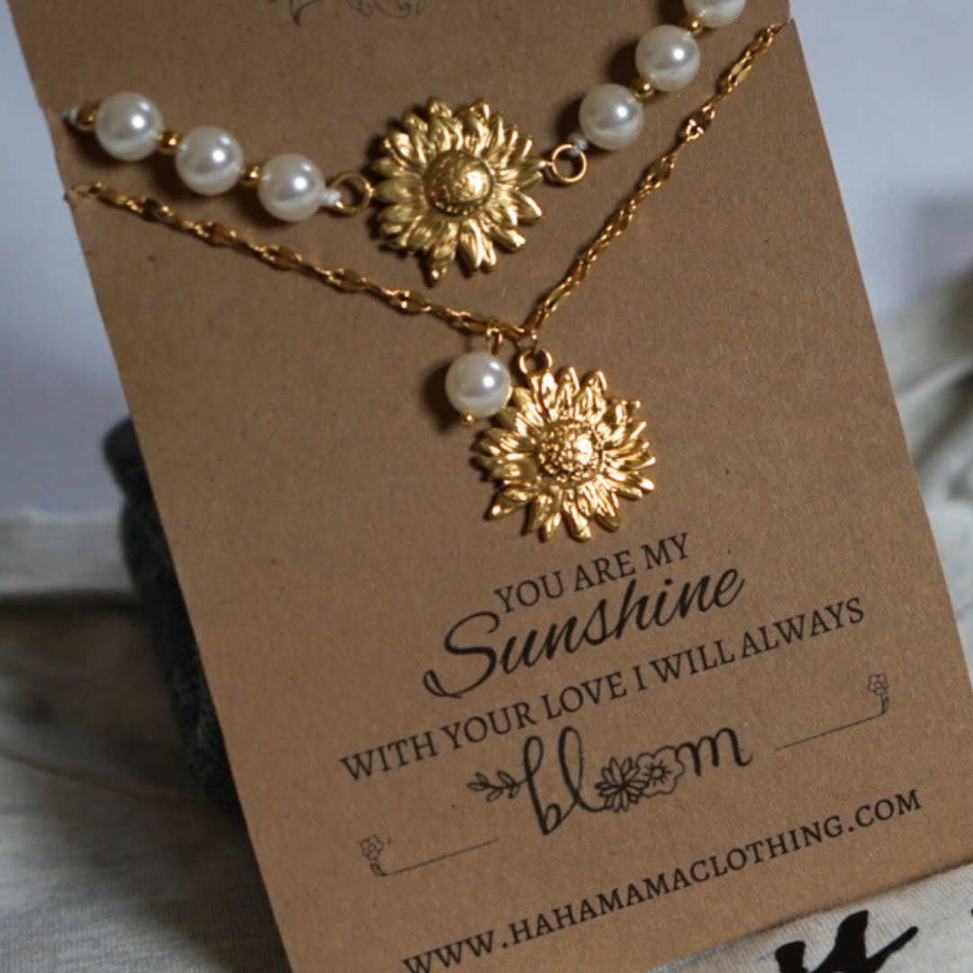 Mommy And Me Sunflower Necklace & Bracelet Set