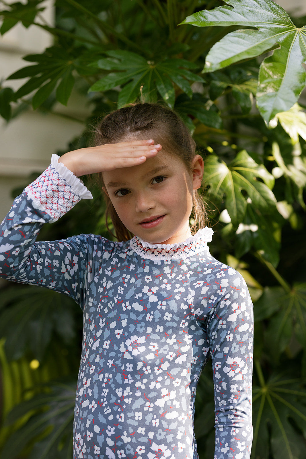 Austen Smocked Suit In Blue Darby