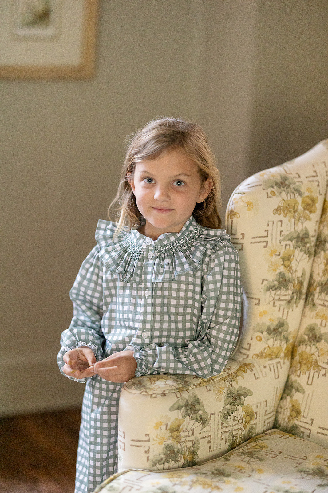 Molly Anne Dress In Field Check Sage