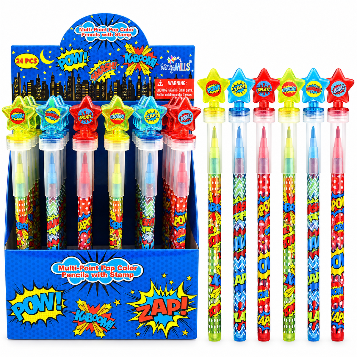 Superhero Stackable Crayon With Stamper Topper