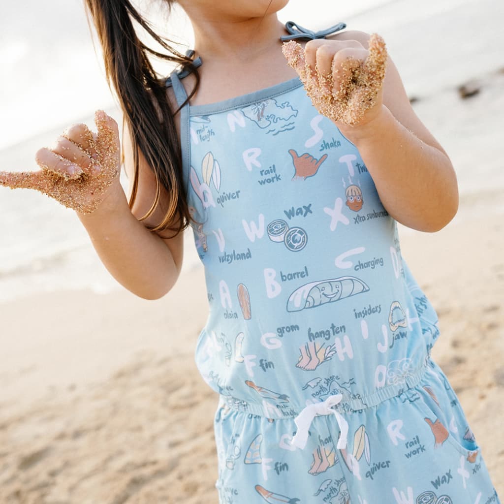 Surfing Abcs Girl Shortie Bamboo Romper