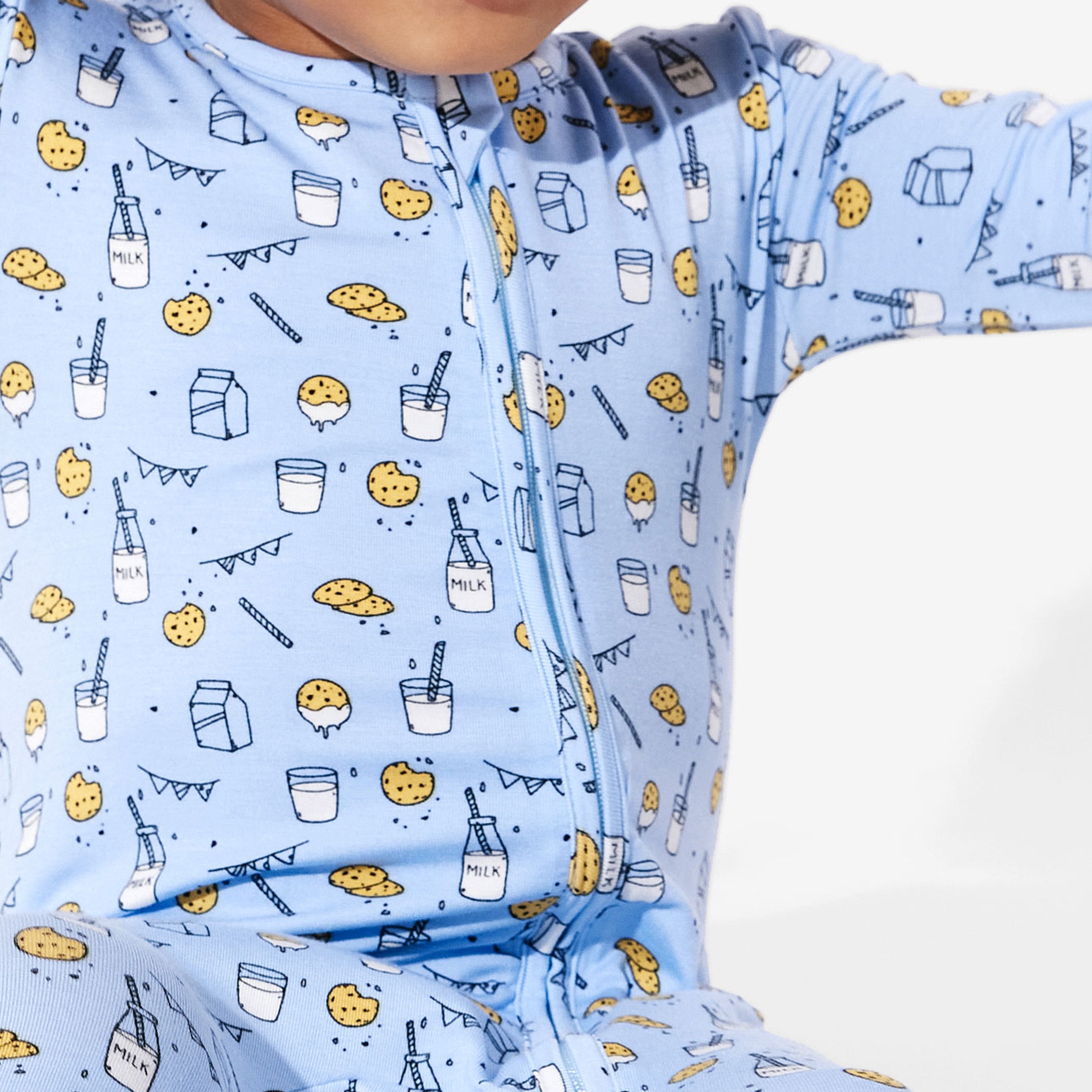 Milk And Cookies Blue Bamboo Convertible Footie