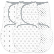 3 Swaddle Wraps - Tiny Arrows, Tiny Hedgehogs, Tiny Triangles, Grays With Touch Of Silver Shimmer