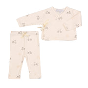 Swan | Baby Boy Ivory Ribbed Cotton Vintage Bike Print Leggings Set