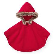 Sweater Cape With Faux Fur Hood