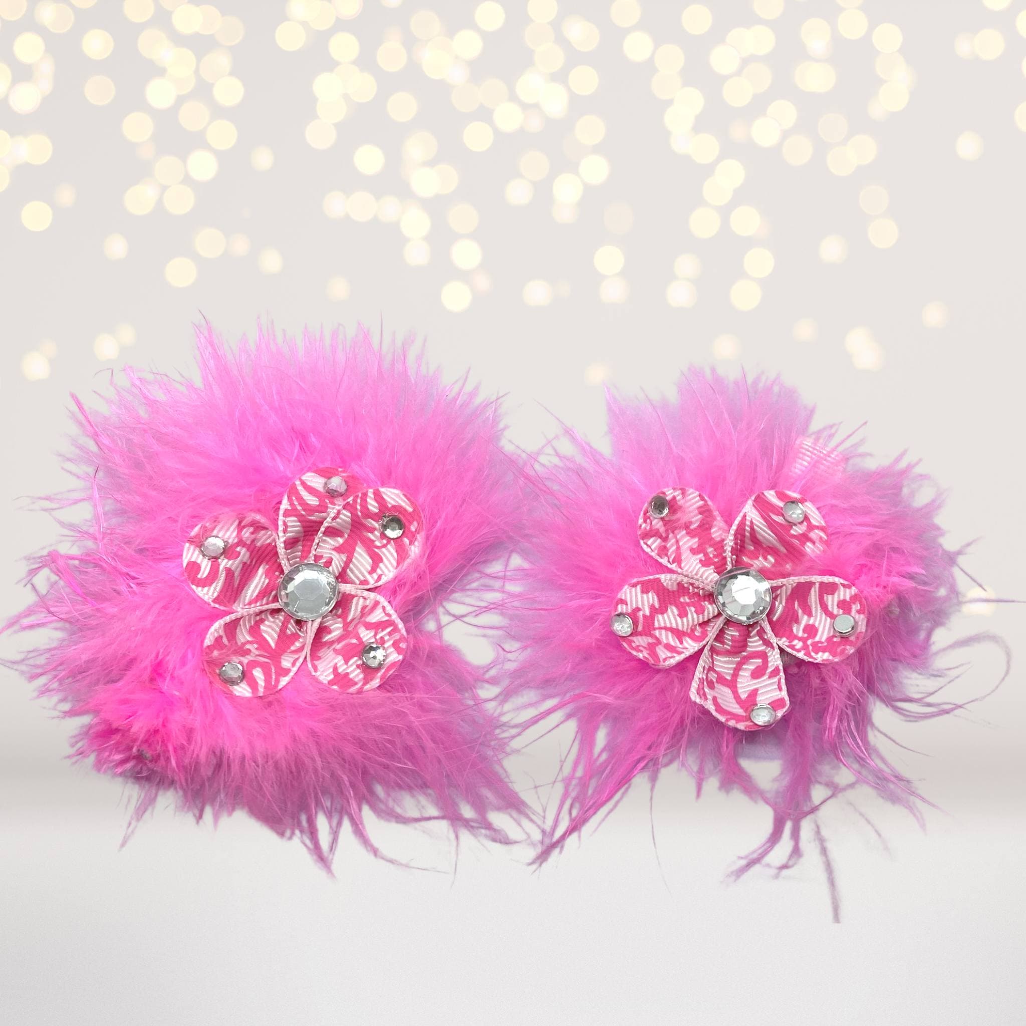Sweet And Sassy Marabou Flower Hair Clips