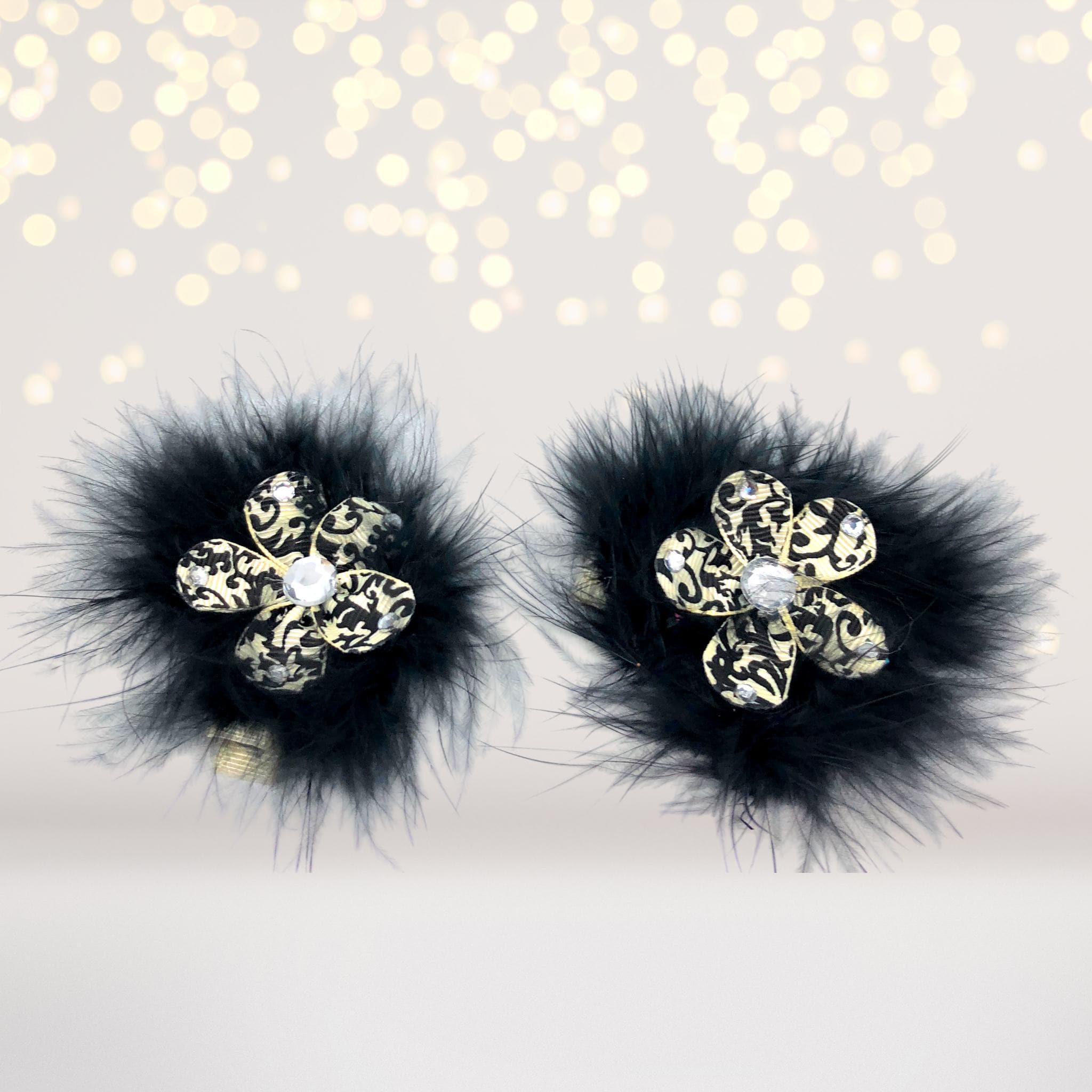 Sweet And Sassy Marabou Flower Hair Clips