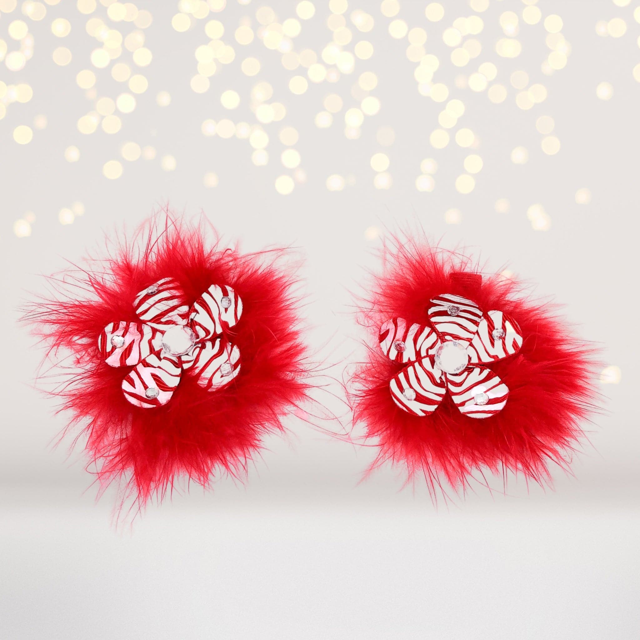 Sweet And Sassy Marabou Flower Hair Clips
