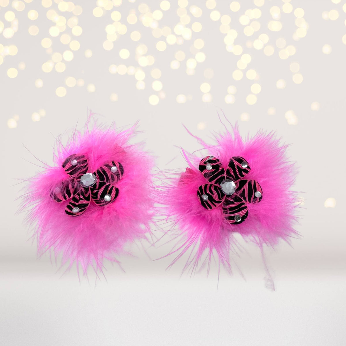 Sweet And Sassy Marabou Flower Hair Clips