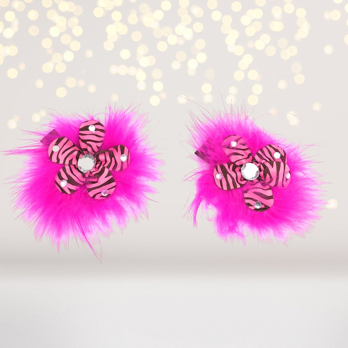 Sweet And Sassy Marabou Flower Hair Clips