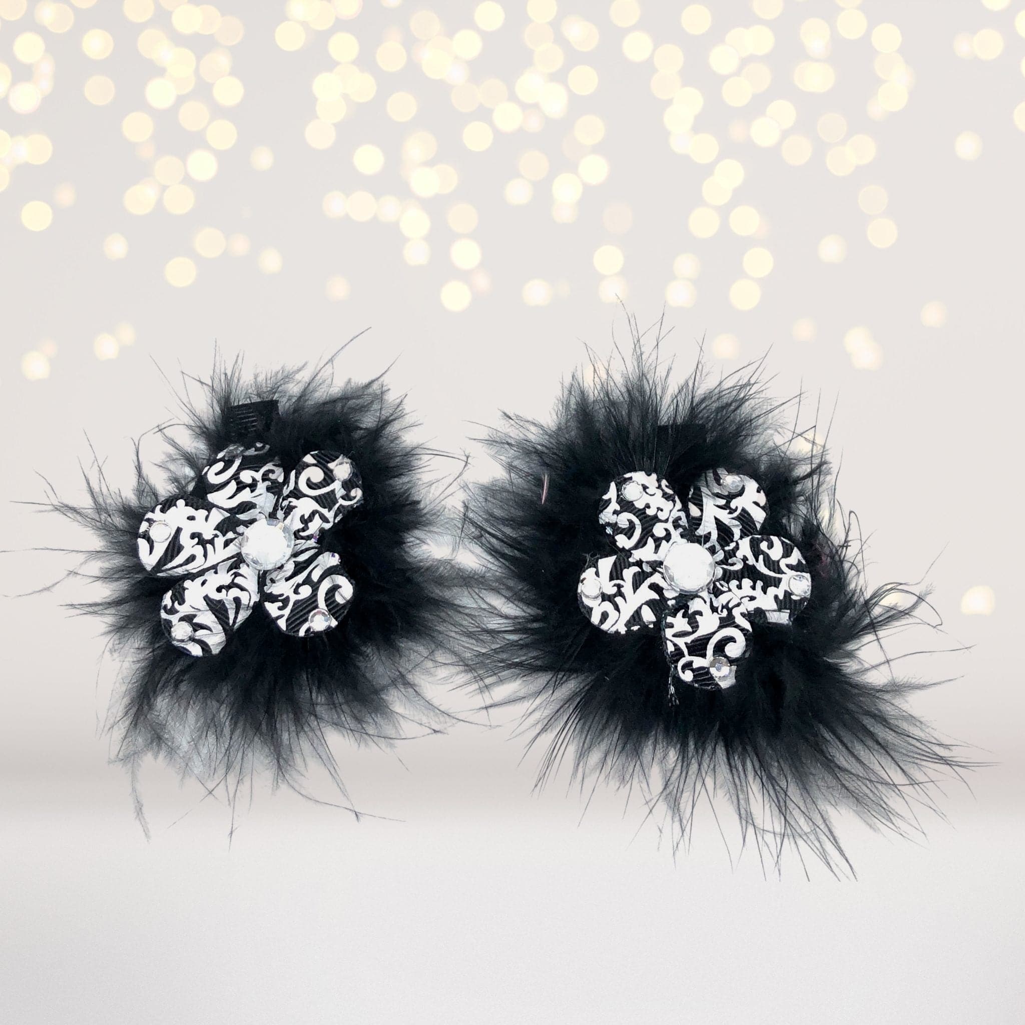 Sweet And Sassy Marabou Flower Hair Clips