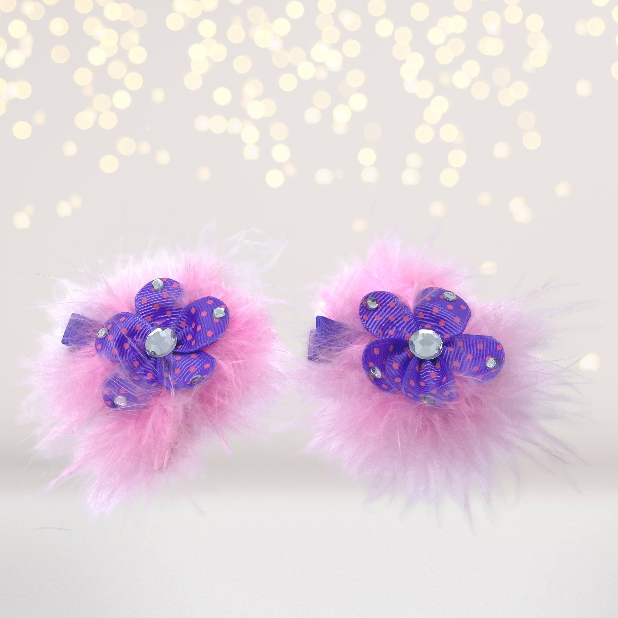 Sweet And Sassy Marabou Flower Hair Clips