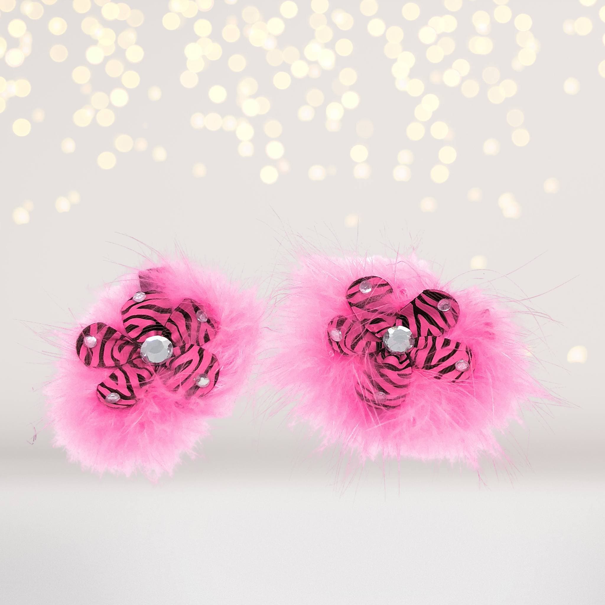 Sweet And Sassy Marabou Flower Hair Clips