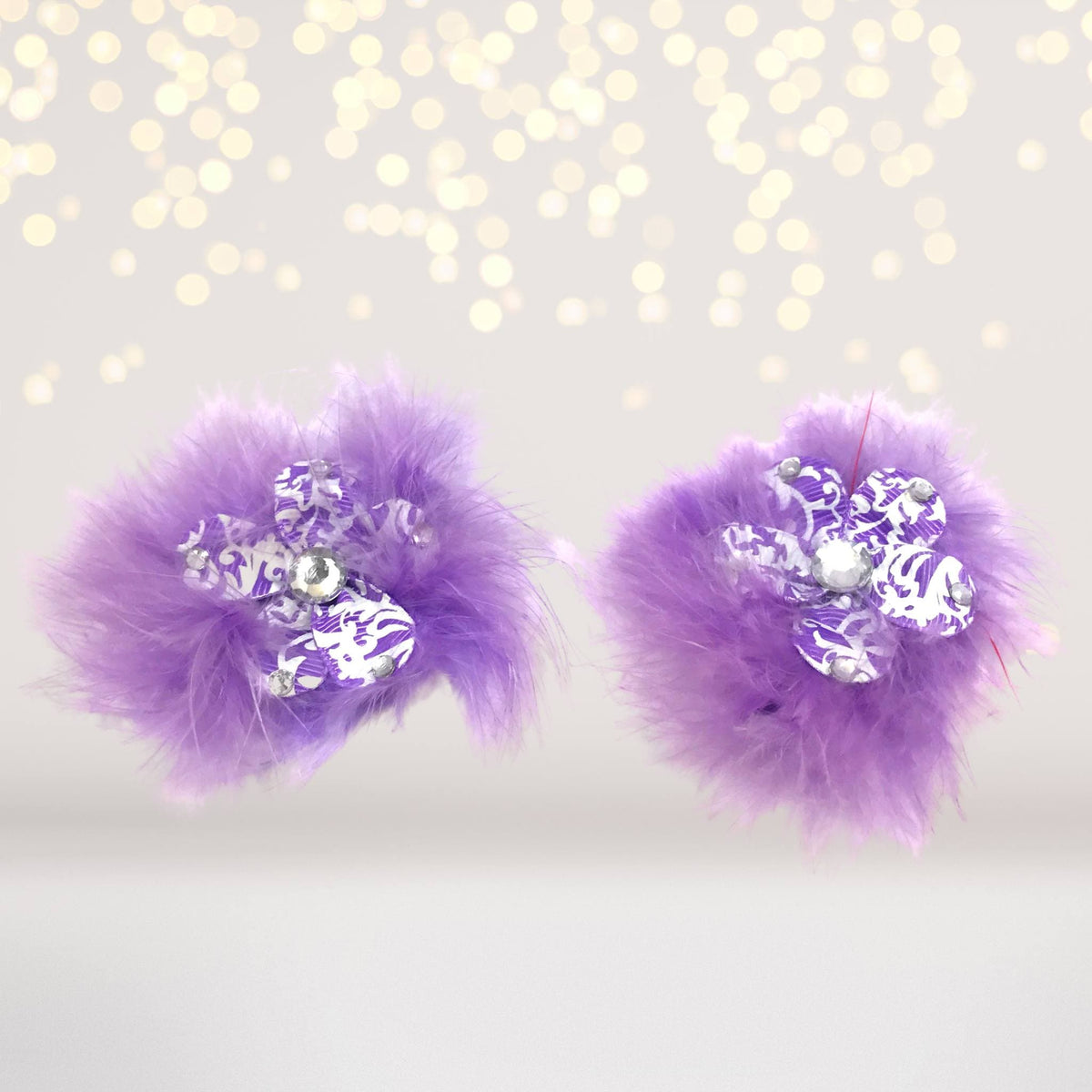Sweet And Sassy Marabou Flower Hair Clips