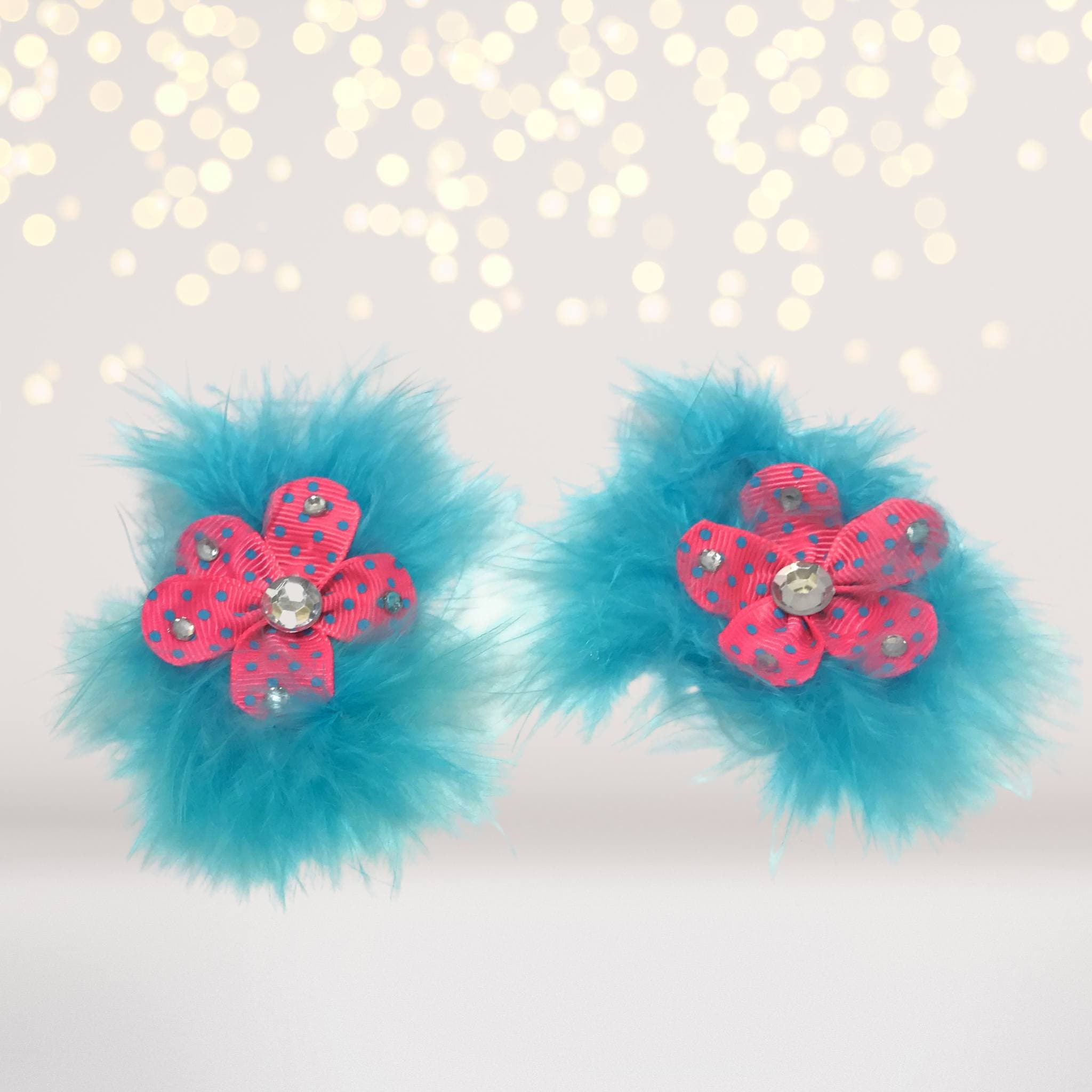 Sweet And Sassy Marabou Flower Hair Clips