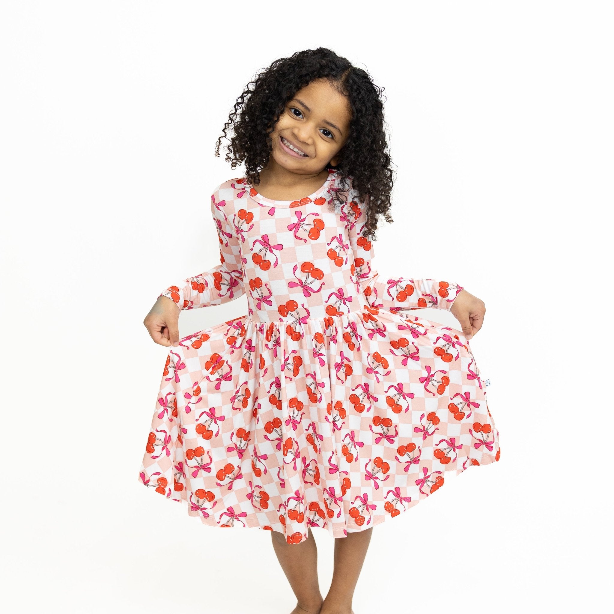Sweet Cherry Love Long Sleeve Twirl Dress