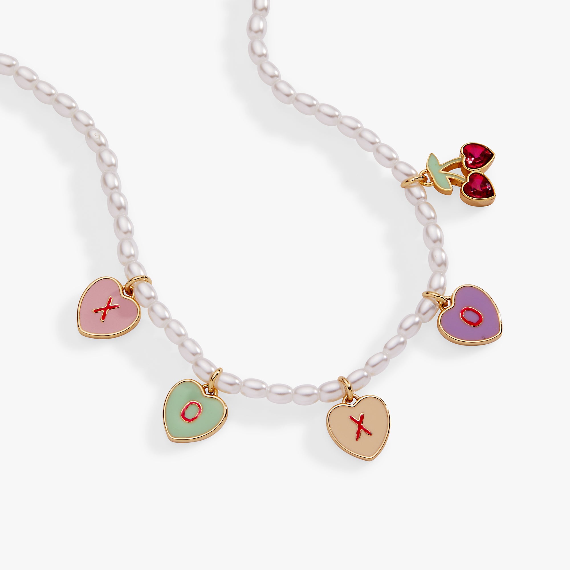 Sweethearts® ‘xoxo’ Heart Charm Pearl Beaded Necklace