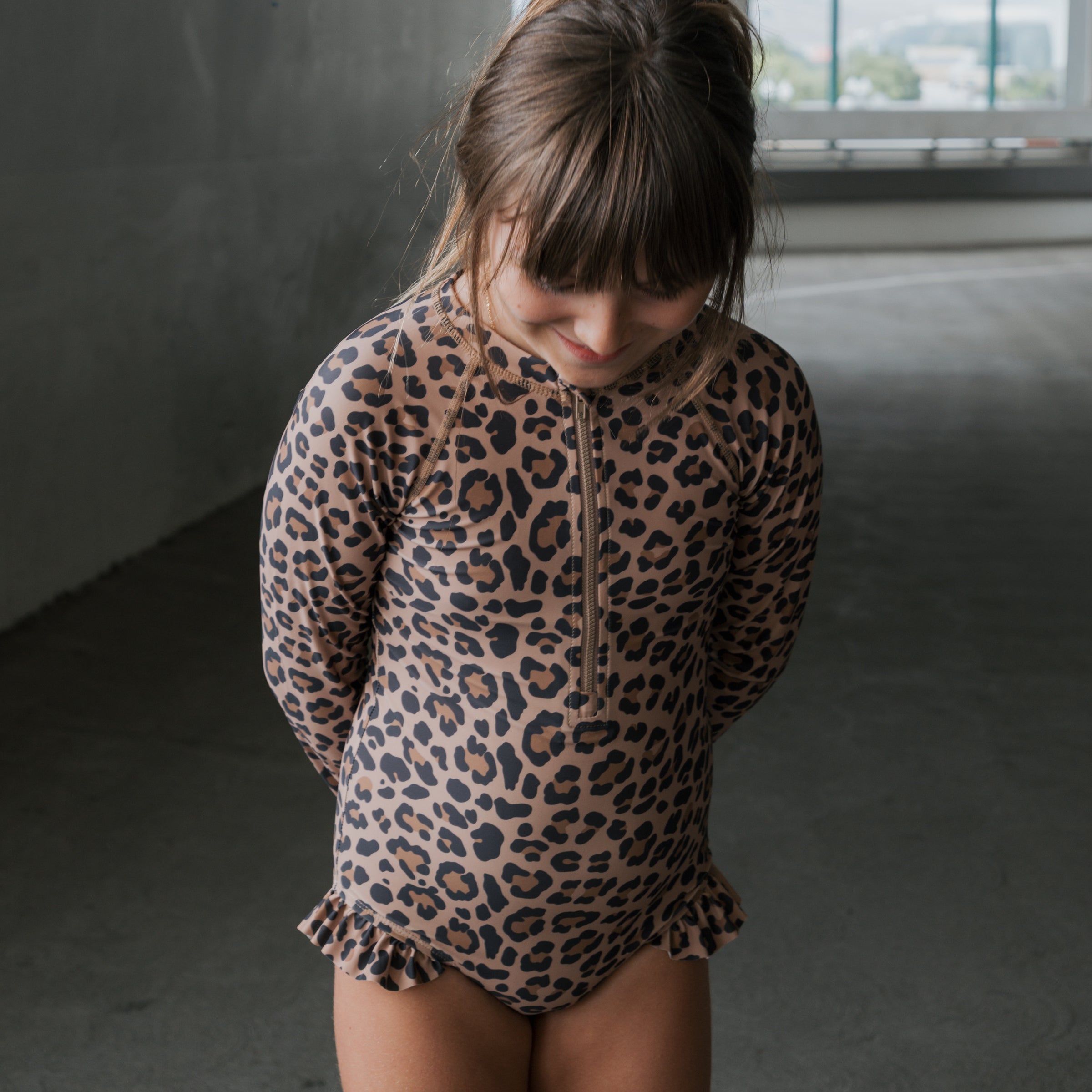 Girl's Long Sleeve Swimsuit | Leopard