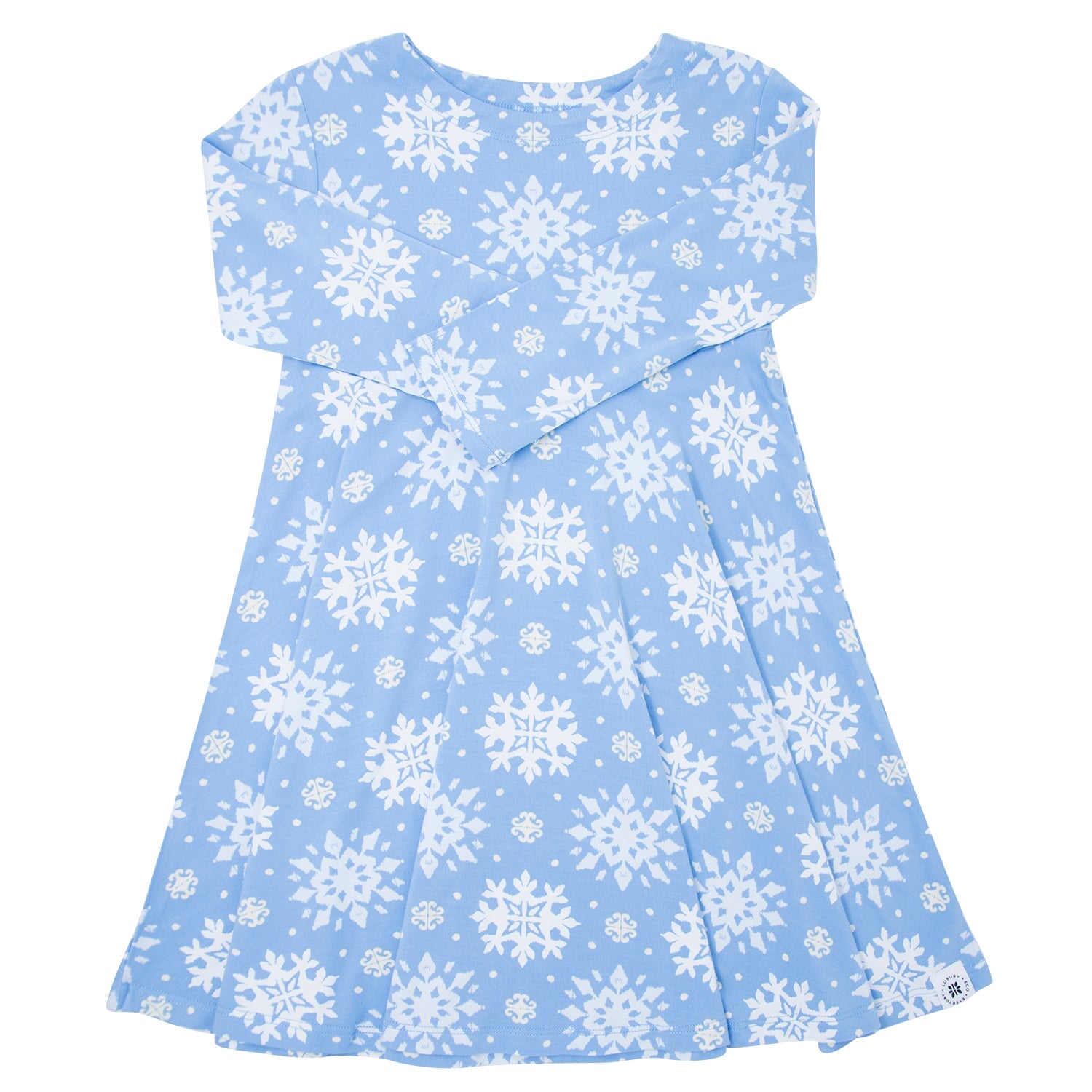 Swirly Girl Dress - Blue Snowflakes