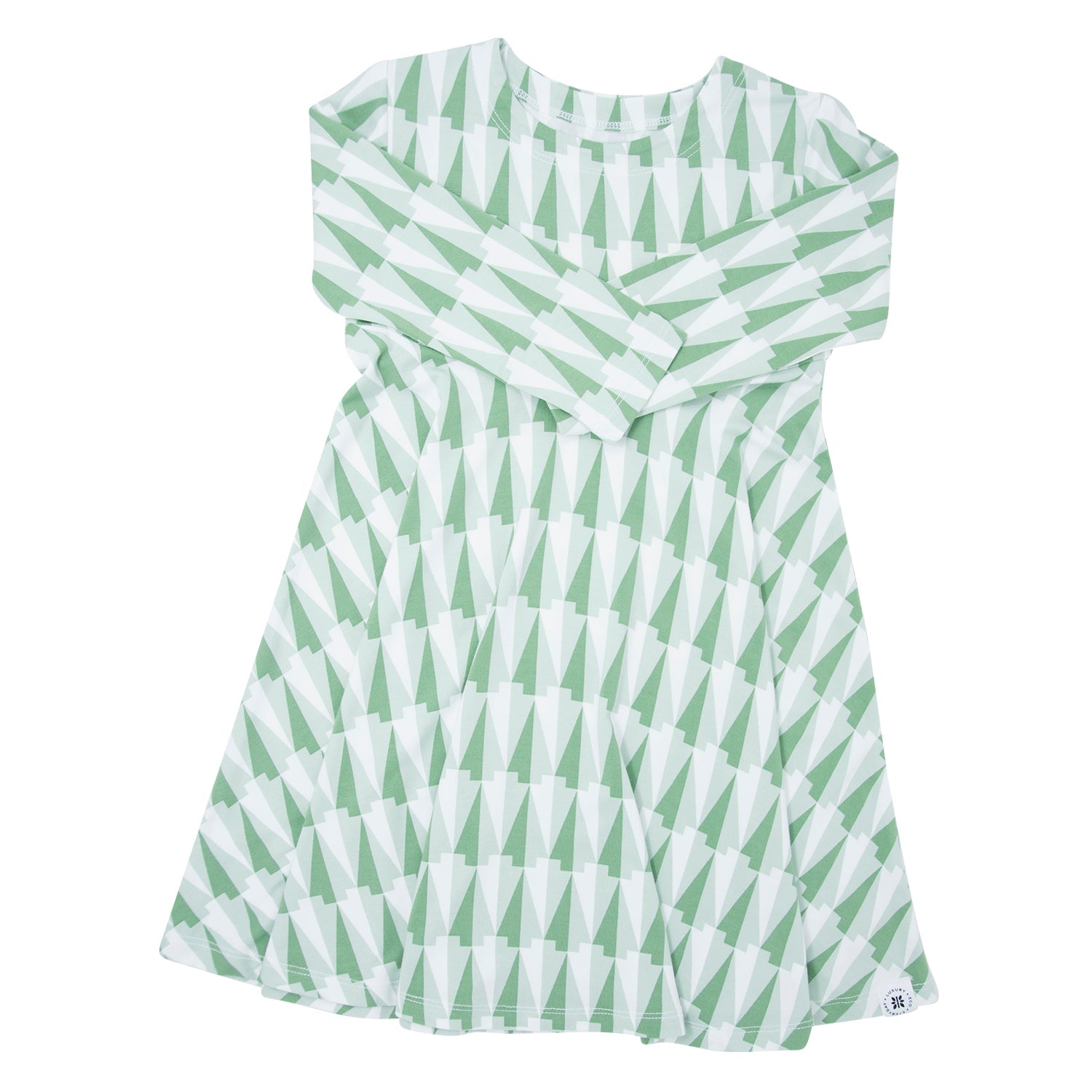 Swirly Girl Dress - Geo Tree Green