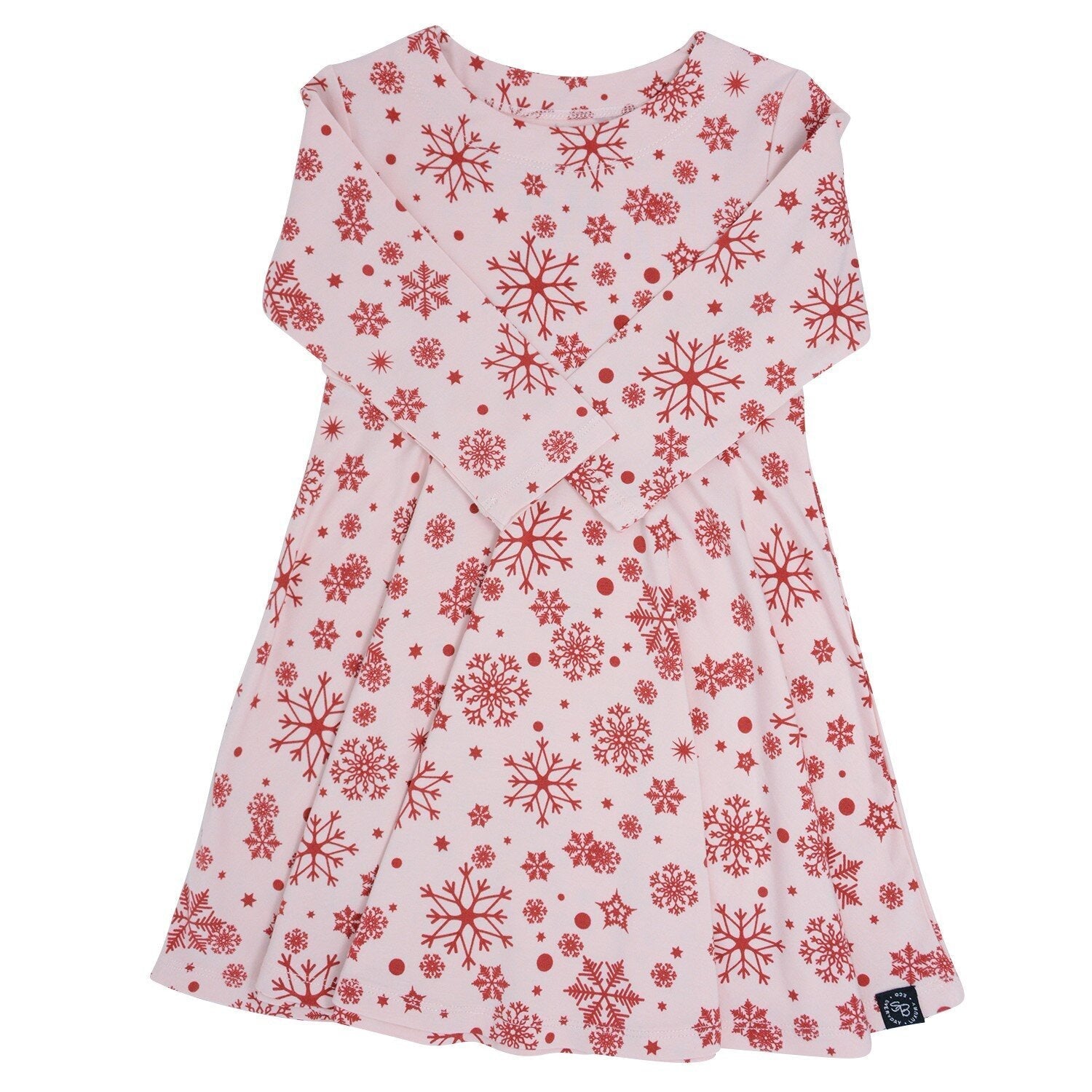 Swirly Girl Dress - Red Snowflake