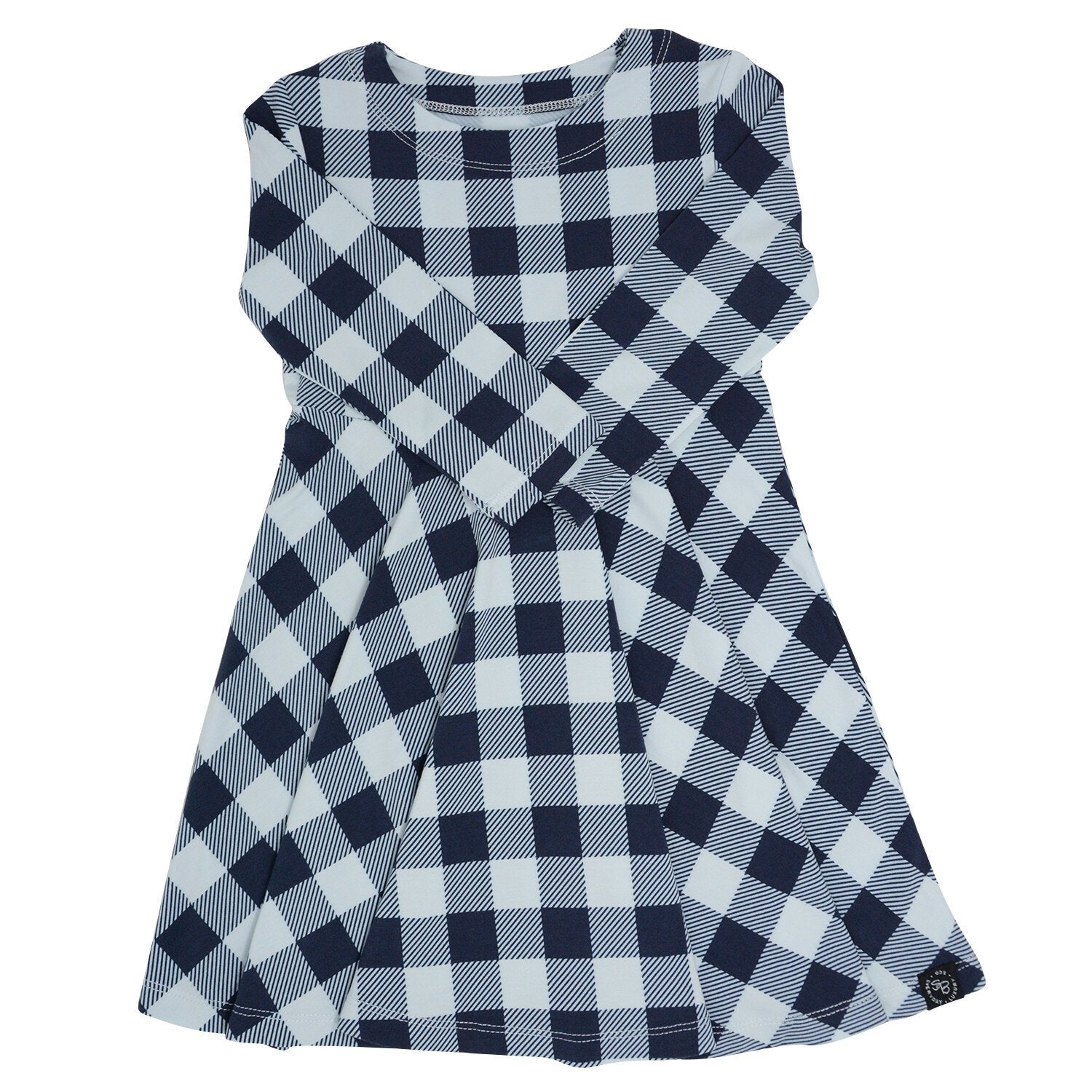 Swirly Girl Dress - Buffalo Plaid Blue