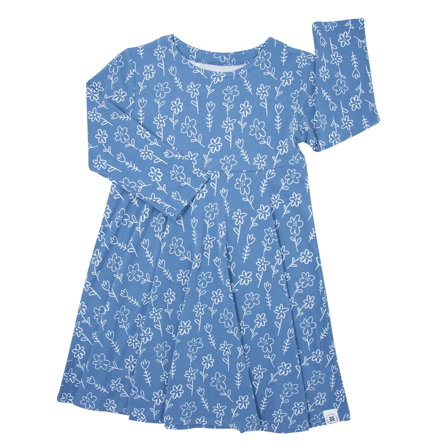 Swirly Girl Dress - Blue Doodle